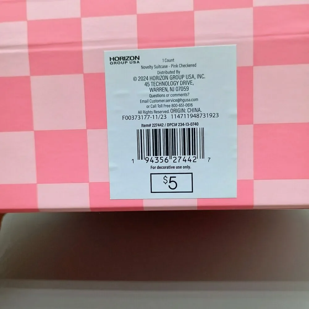 Small Novelty Suitcase Pink/White Checkered Target Bullseye Playground 2024